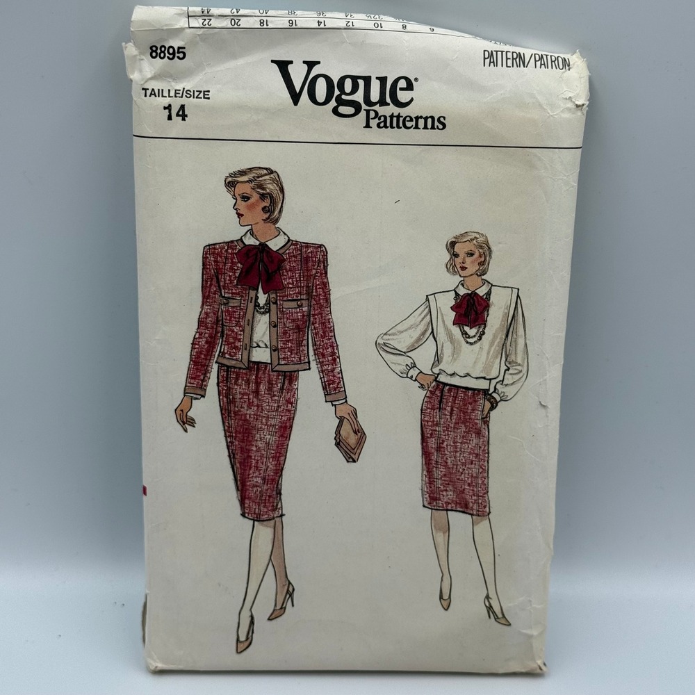 Vogue 8895 Misses Jacket Skirt Blouse Sewing Pattern Size‎ 14 Uncut FF